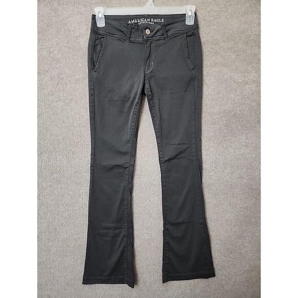 American Eagle Kick Boot Chino Pants Womens 4 Dark Gray Stretch - Picture 1 of 8